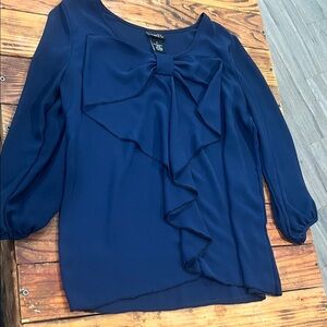 Rue21 Navy Blouse with Ruffle Bow